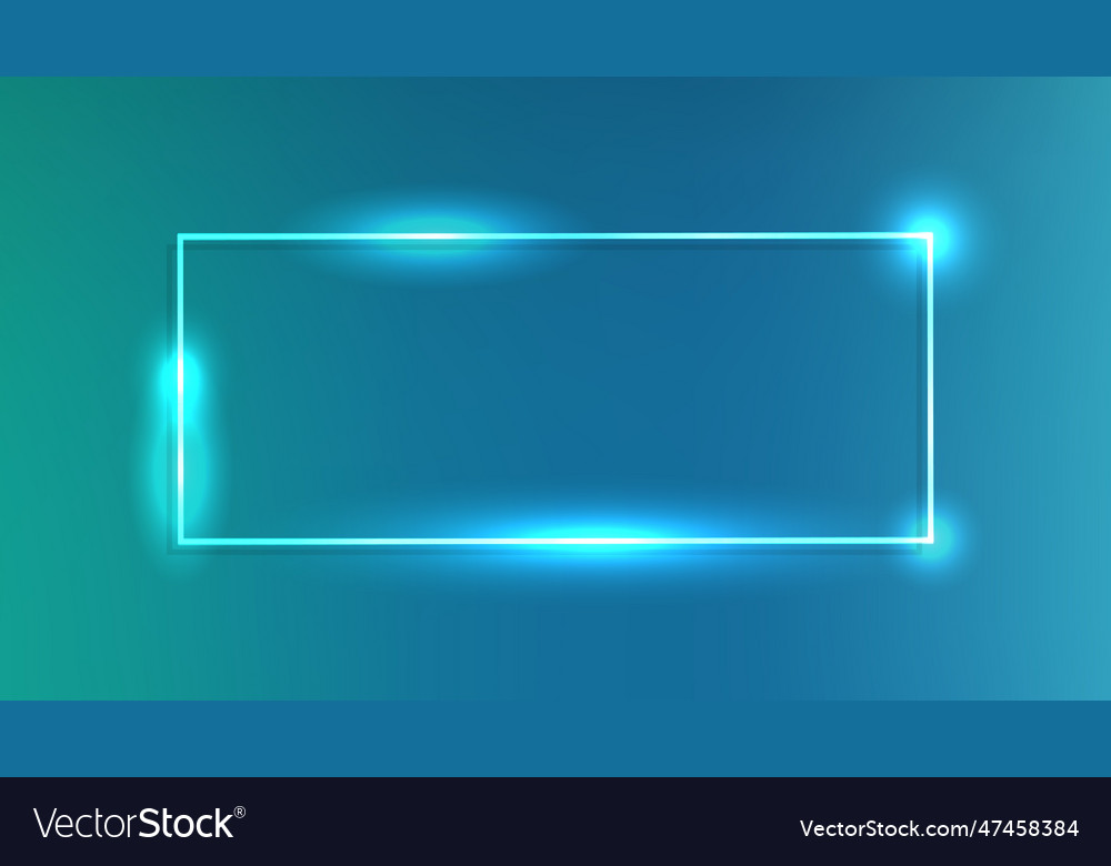 Neon rectangular frame with shining effects vector image Neon rectangular frame with shining effects