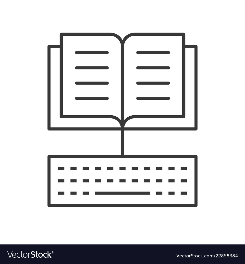 Open book and keyboard icon e learning concept