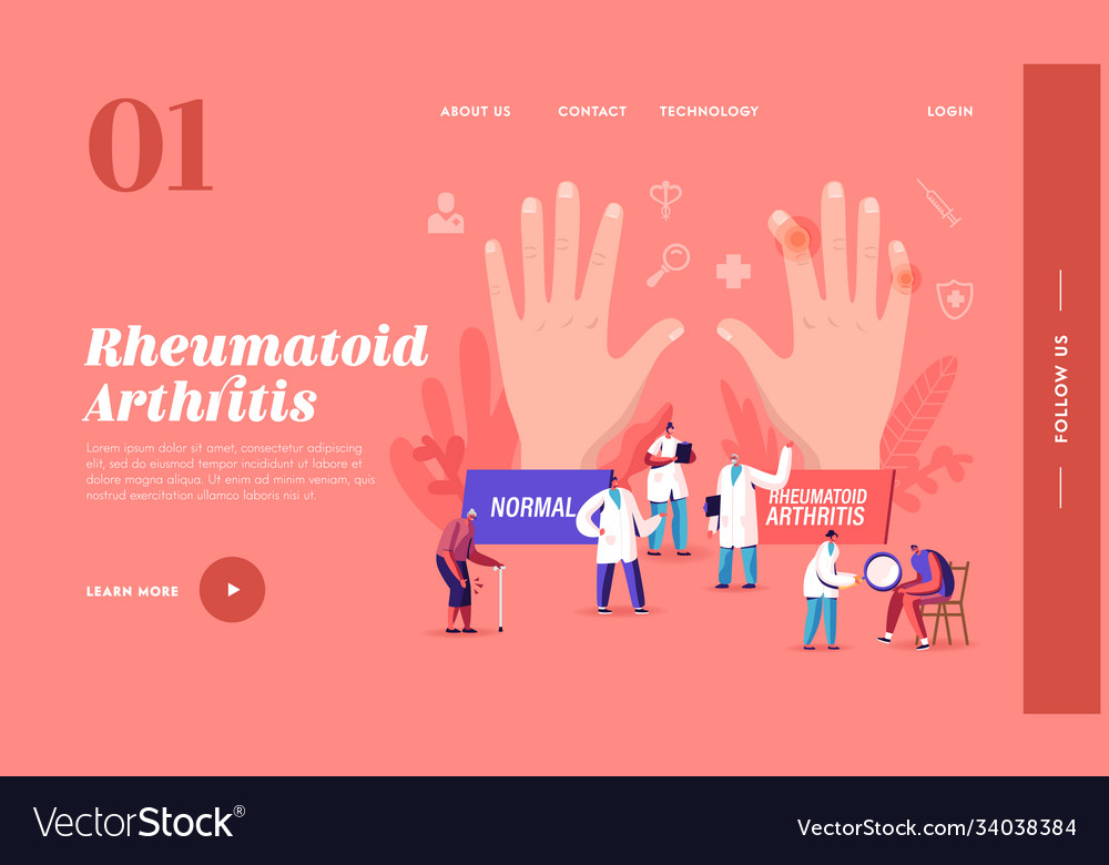 Rheumatoid arthritis landing page template tiny Vector Image