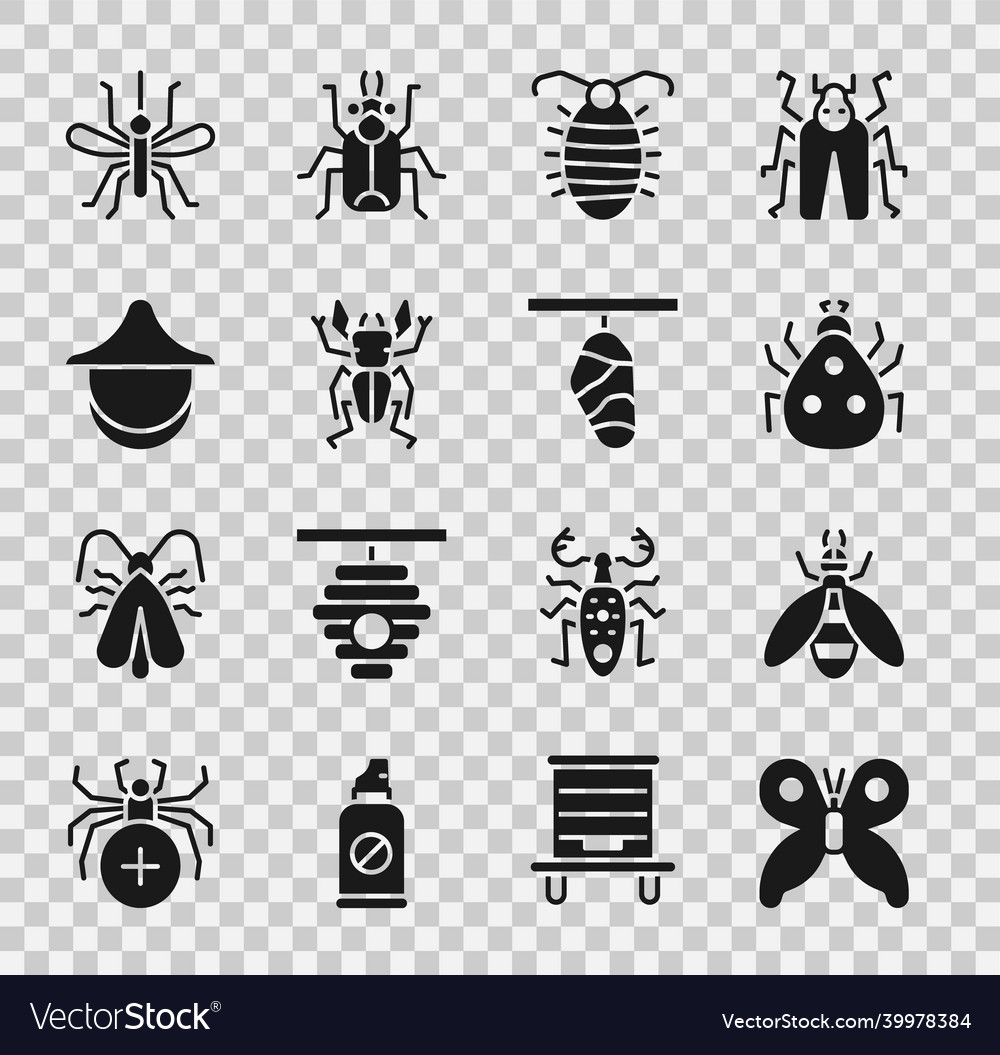 Set butterfly bee ladybug larva insect beetle Vector Image