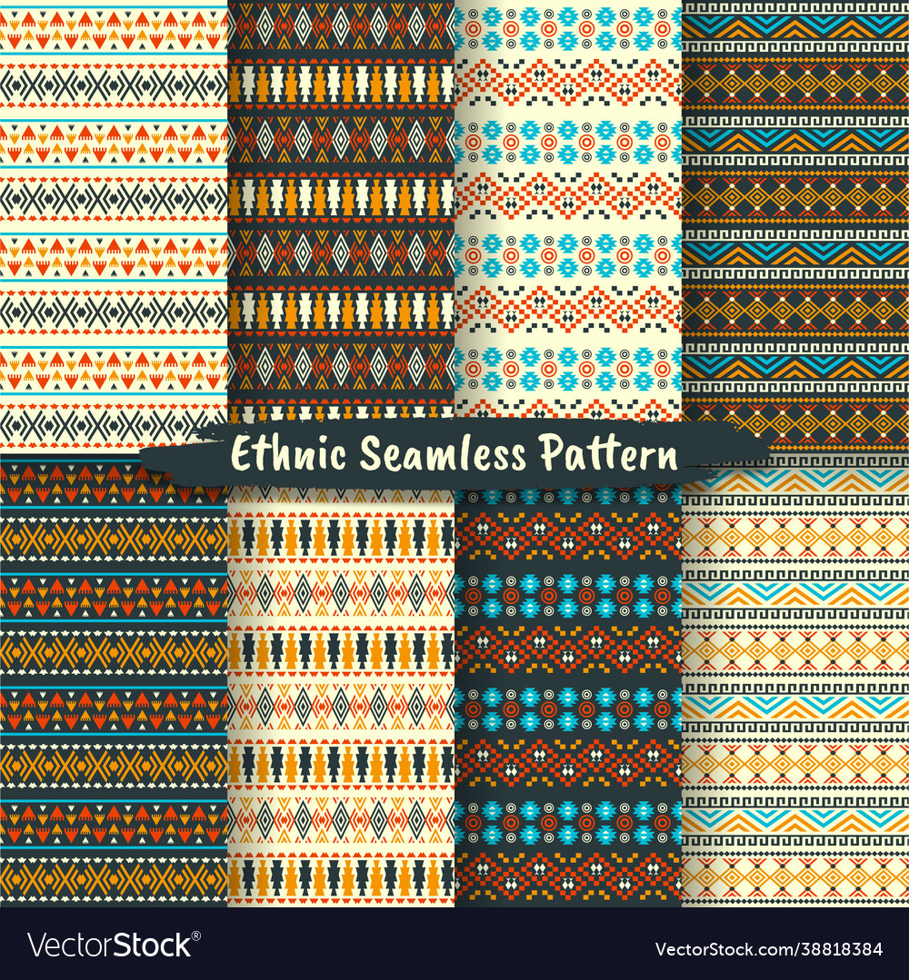 Set ethnic seamless pattern in native style Vector Image Set ethnic seamless pattern in native style