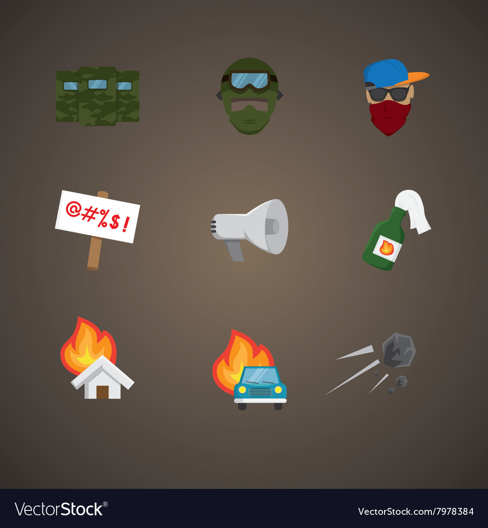 Simple set of protest related flat icons