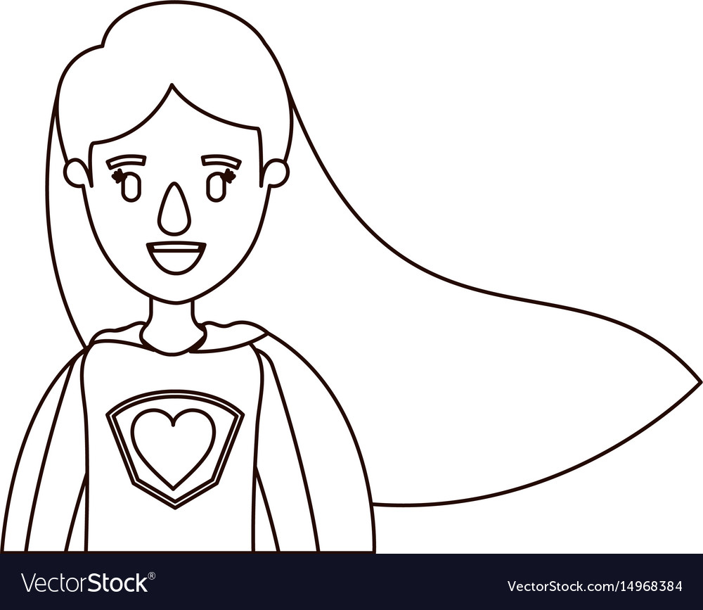 Sketch contour caricature half body super woman Vector Image