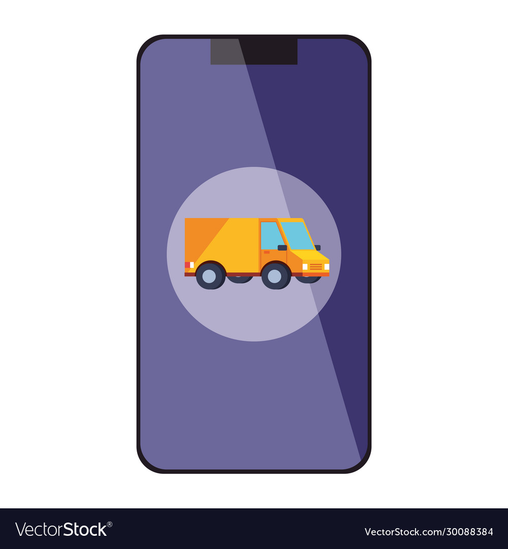 Smartphone with logistic service app vector image Smartphone with logistic service app