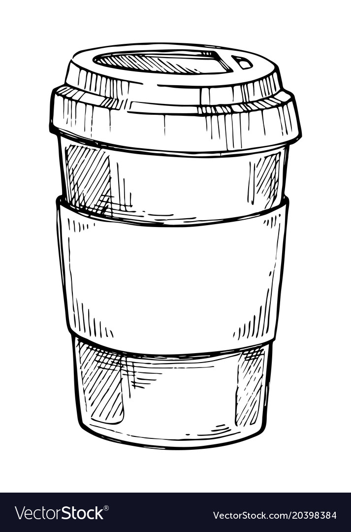 Download Take out coffee cup freehand pencil drawing Vector Image