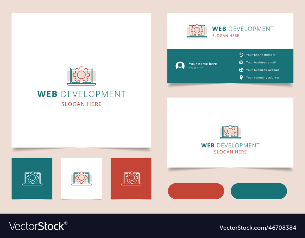 Web development logo design with editable slogan vector image Web development logo design with editable slogan