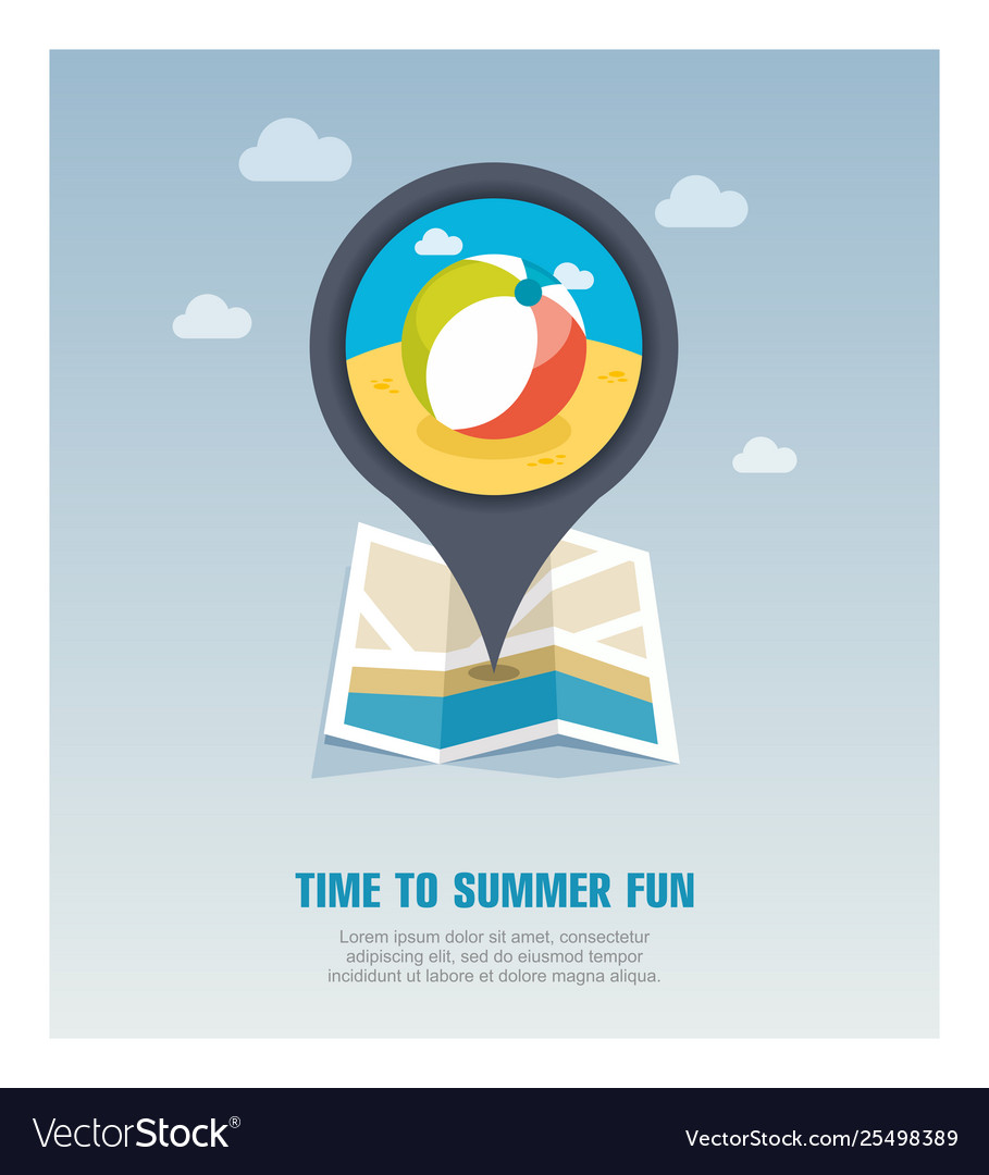 Beach ball pin map icon summer vacation