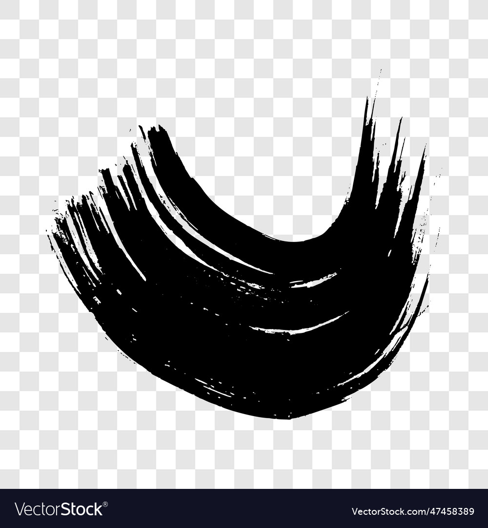 Black grunge semicircular brush strokes Royalty Free Vector