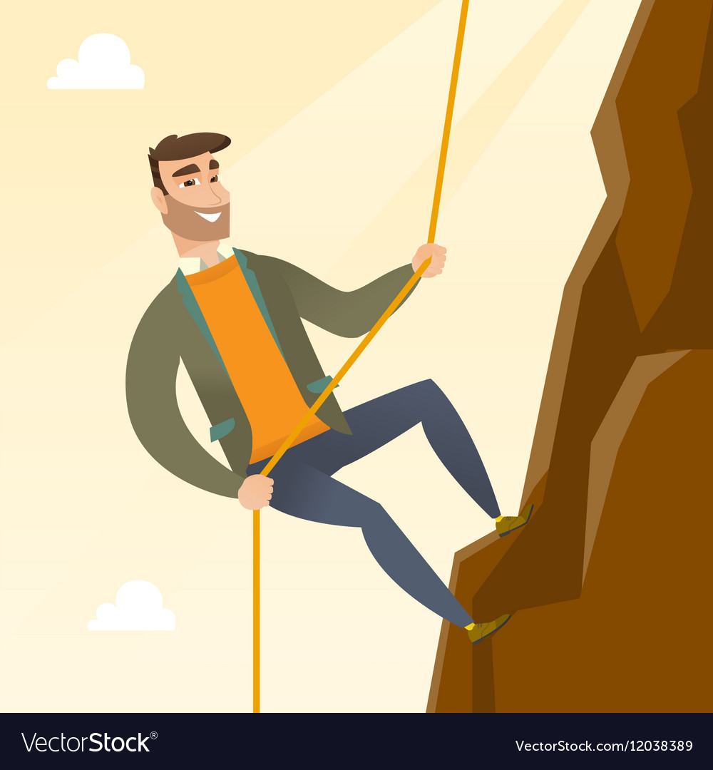 Business woman climbing on mountain Royalty Free Vector