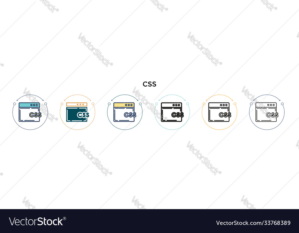 Css icon in filled thin line outline and stroke