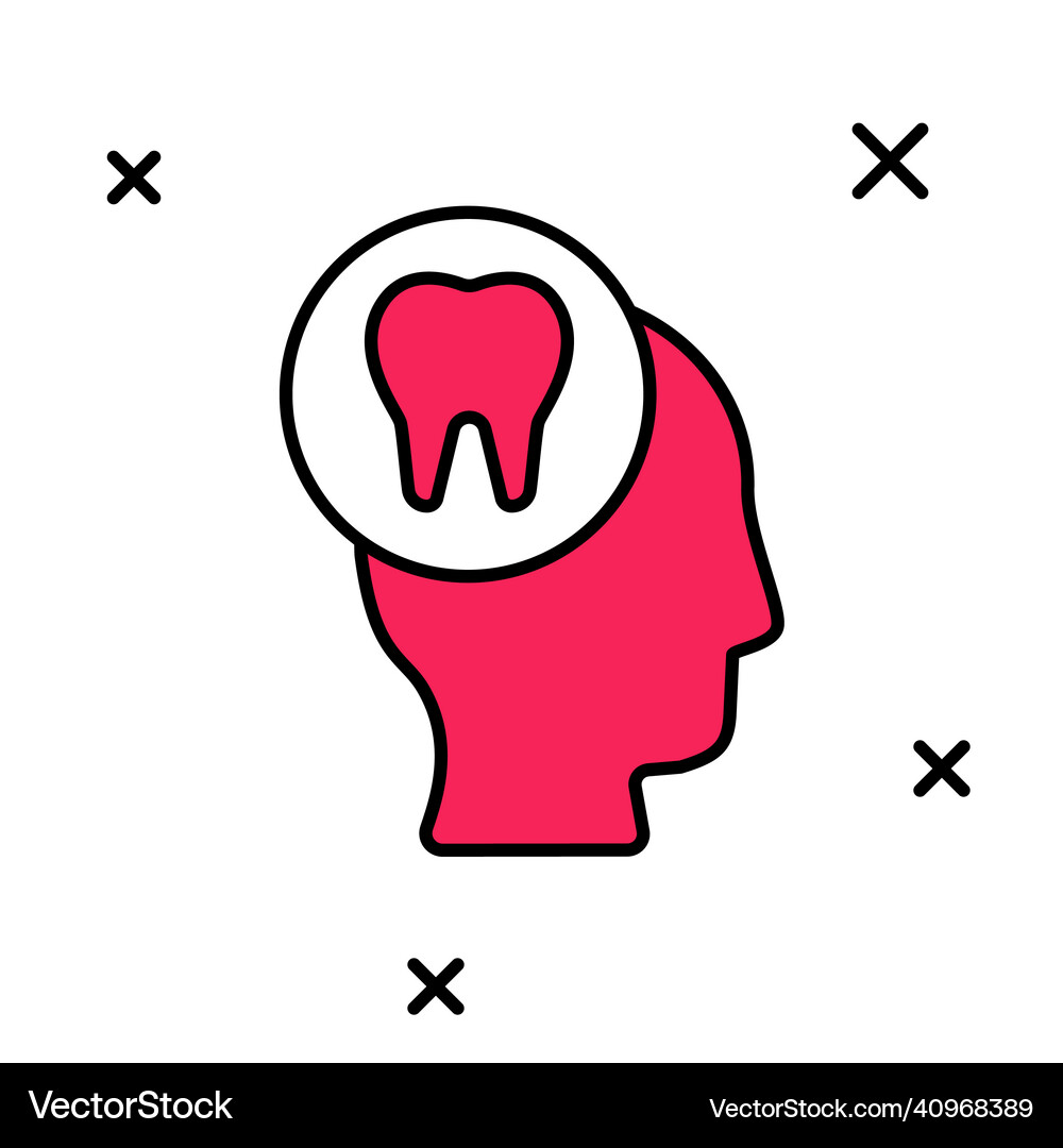 Filled outline toothache icon isolated on white Vector Image