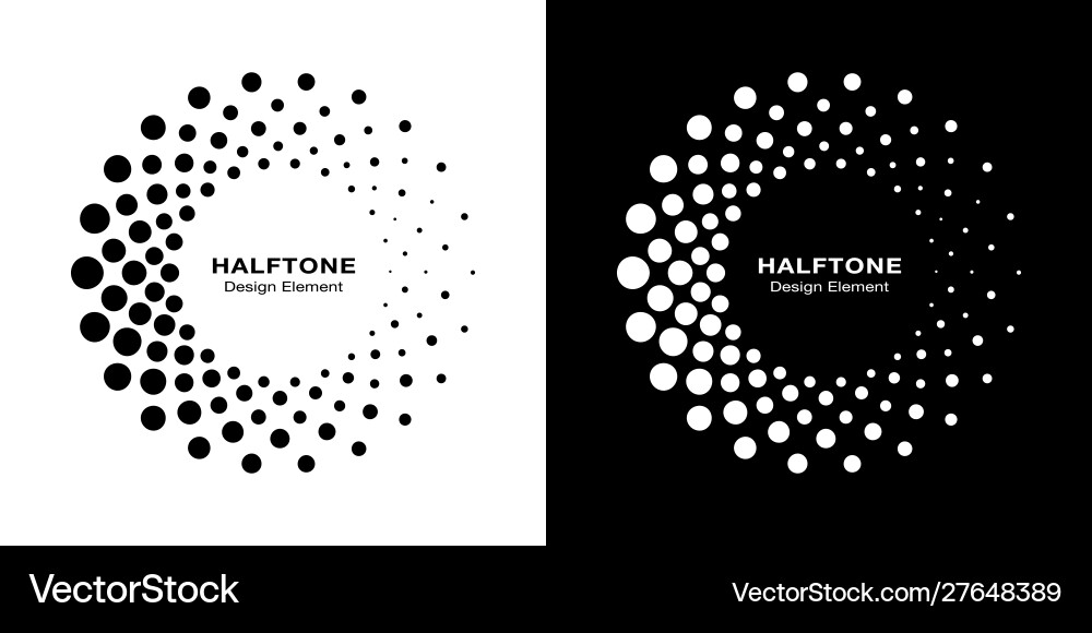 Halftone circle dots frame logo Royalty Free Vector Image