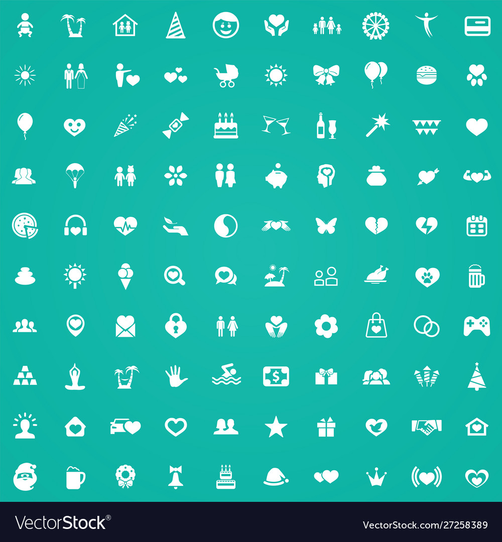 Happiness 100 icons universal set for web and ui