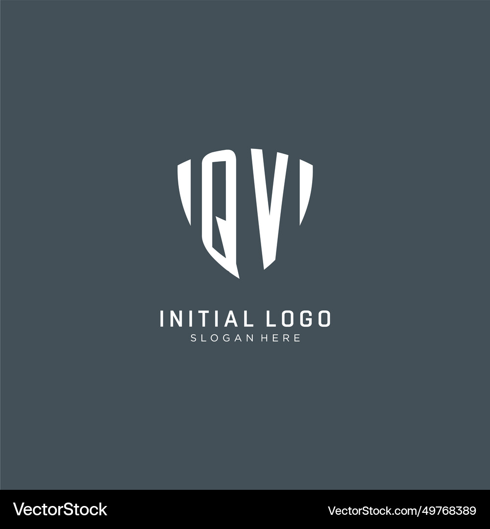 Initials qv logo shield guard shape creative logo Vector Image
