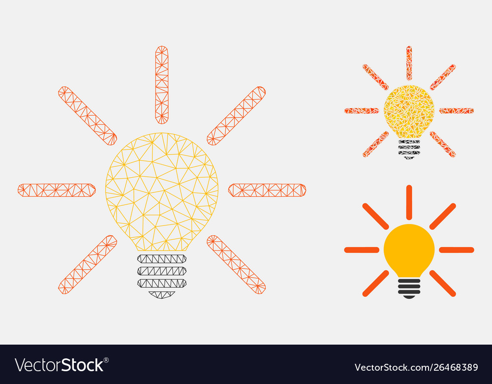 Light bulb mesh network model and triangle vector image Light bulb mesh network model and triangle