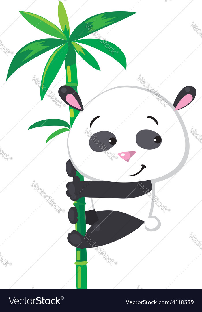 Little panda on bamboo