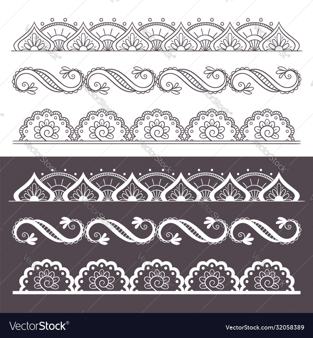 Ornamental seamless borders set vector image Ornamental seamless borders set