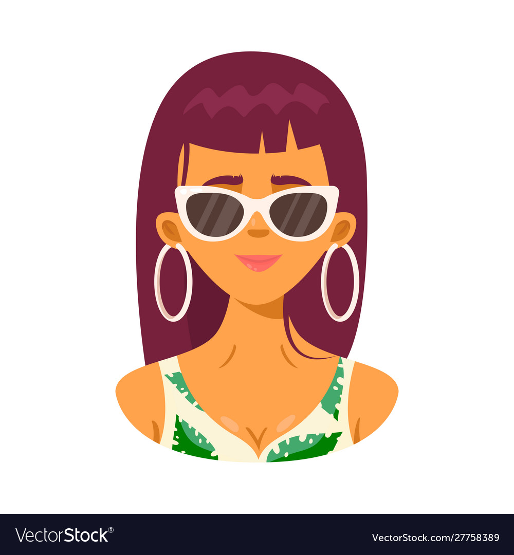 Red haired fashion girl wearing white glasses vector image Red haired fashion girl wearing white glasses