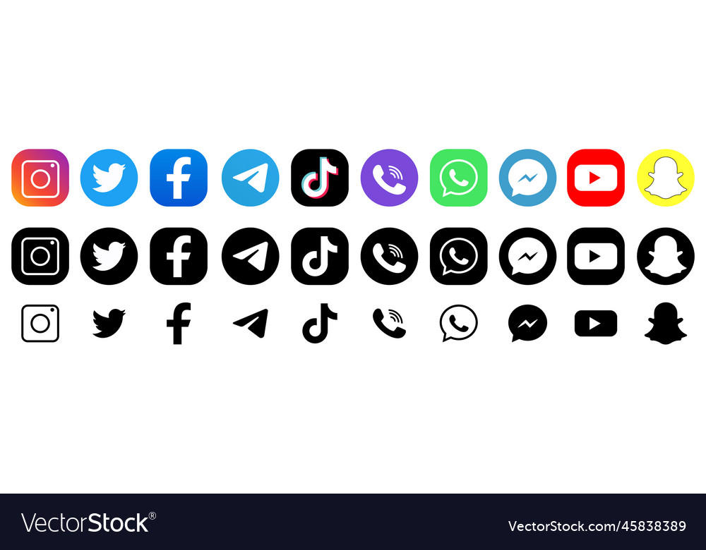 Set of popular social media logo Royalty Free Vector Image