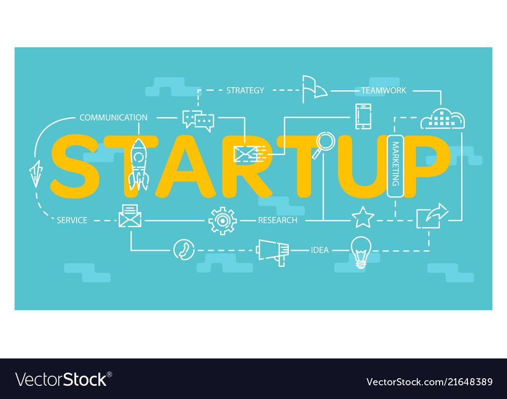 Startup design with many element inside vector image Startup design with many element inside