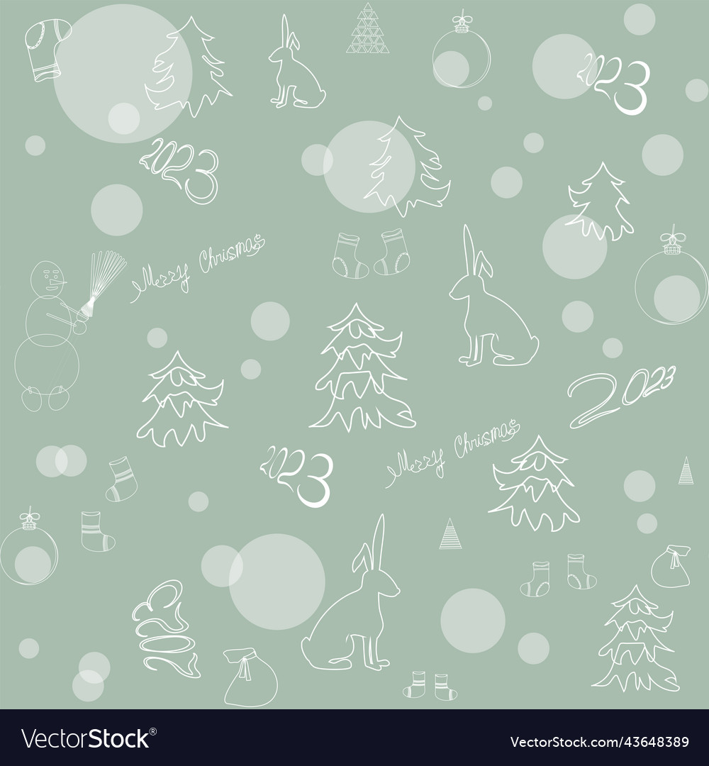 Symbol of 2023 is a rabbit seamless pattern vector image Symbol of 2023 is a rabbit seamless pattern