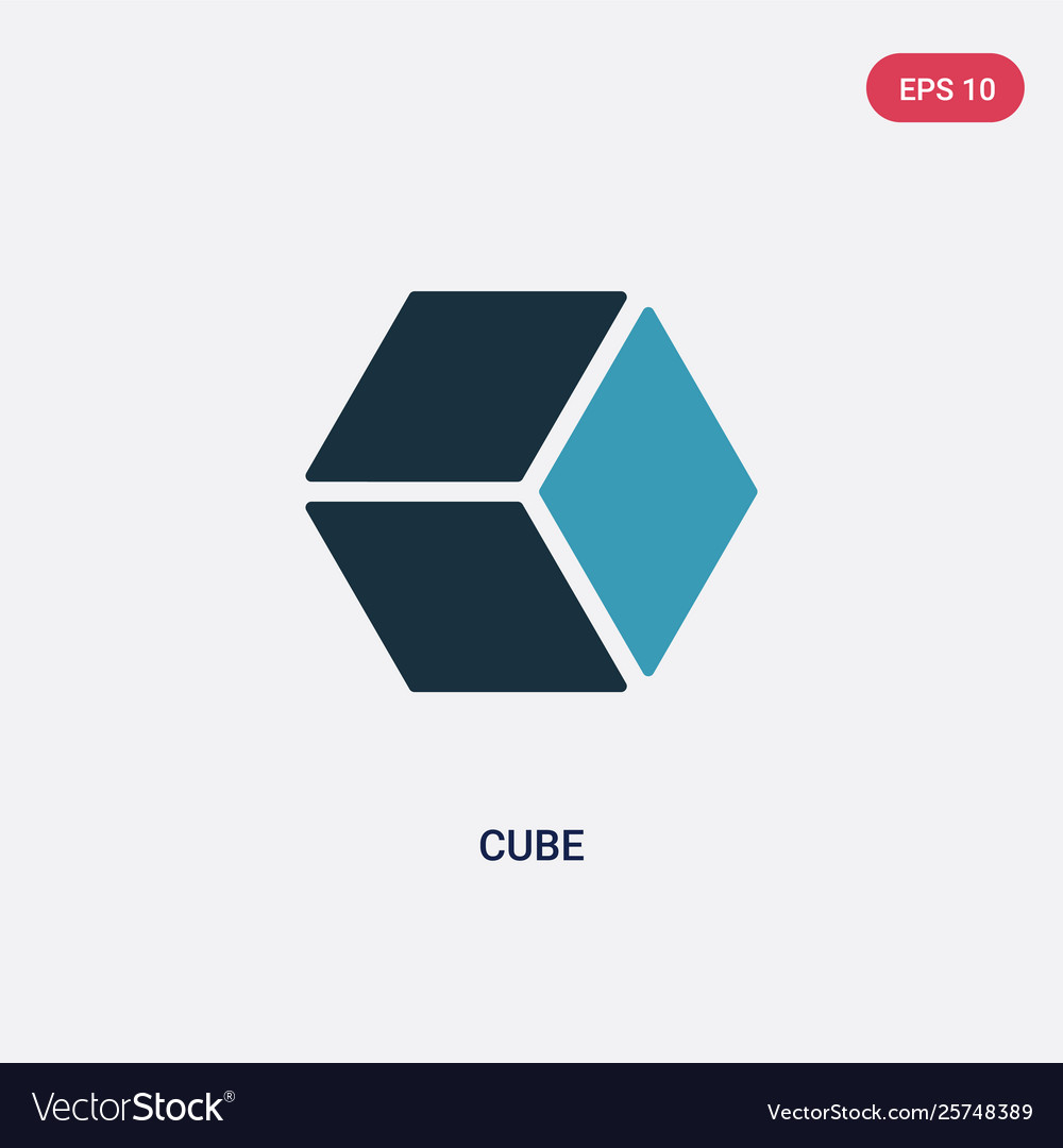 Two color cube icon from shapes concept isolated