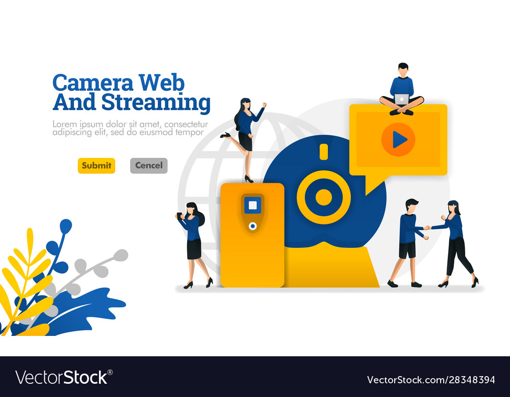Camera and streaming web digital internet video vector image Camera and streaming web digital internet video