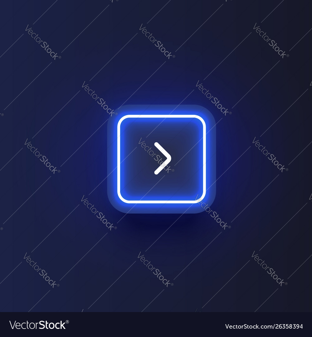 Colorful neon next button with an arrow vector image Colorful neon next button with an arrow