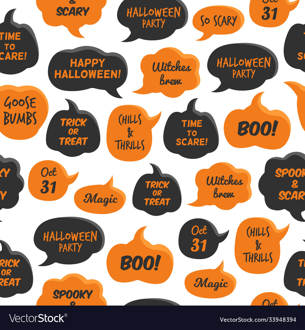 Halloween speech bubbles black and orange comic vector image Halloween speech bubbles black and orange comic