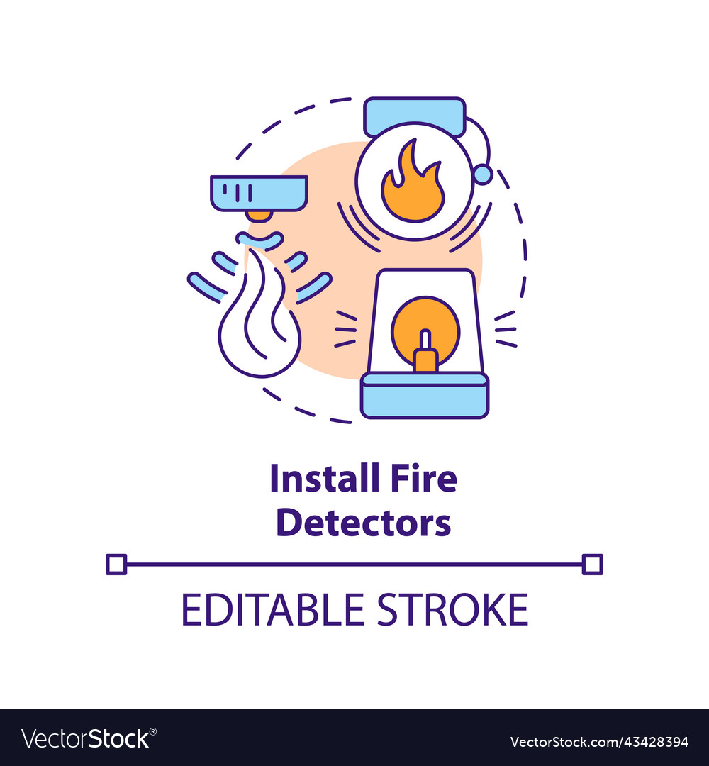 Install fire detectors concept icon