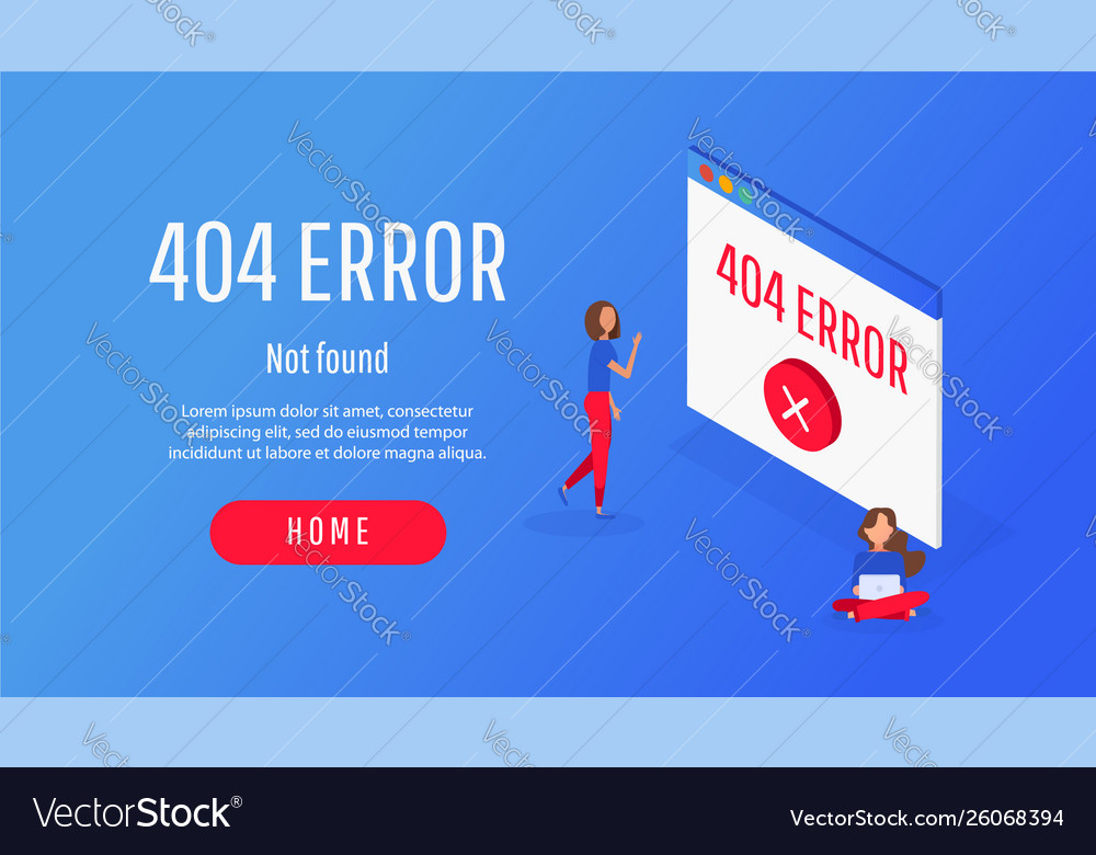 Isometric concept 404 page or file error icon vector image Isometric concept 404 page or file error icon