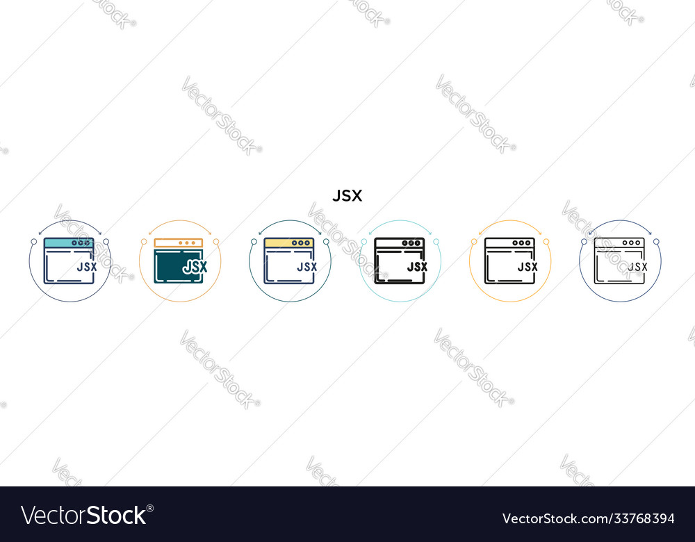 Jsx icon in filled thin line outline and stroke