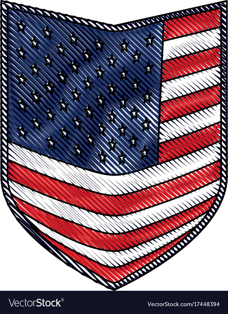 Shield of flag united states of america in colored