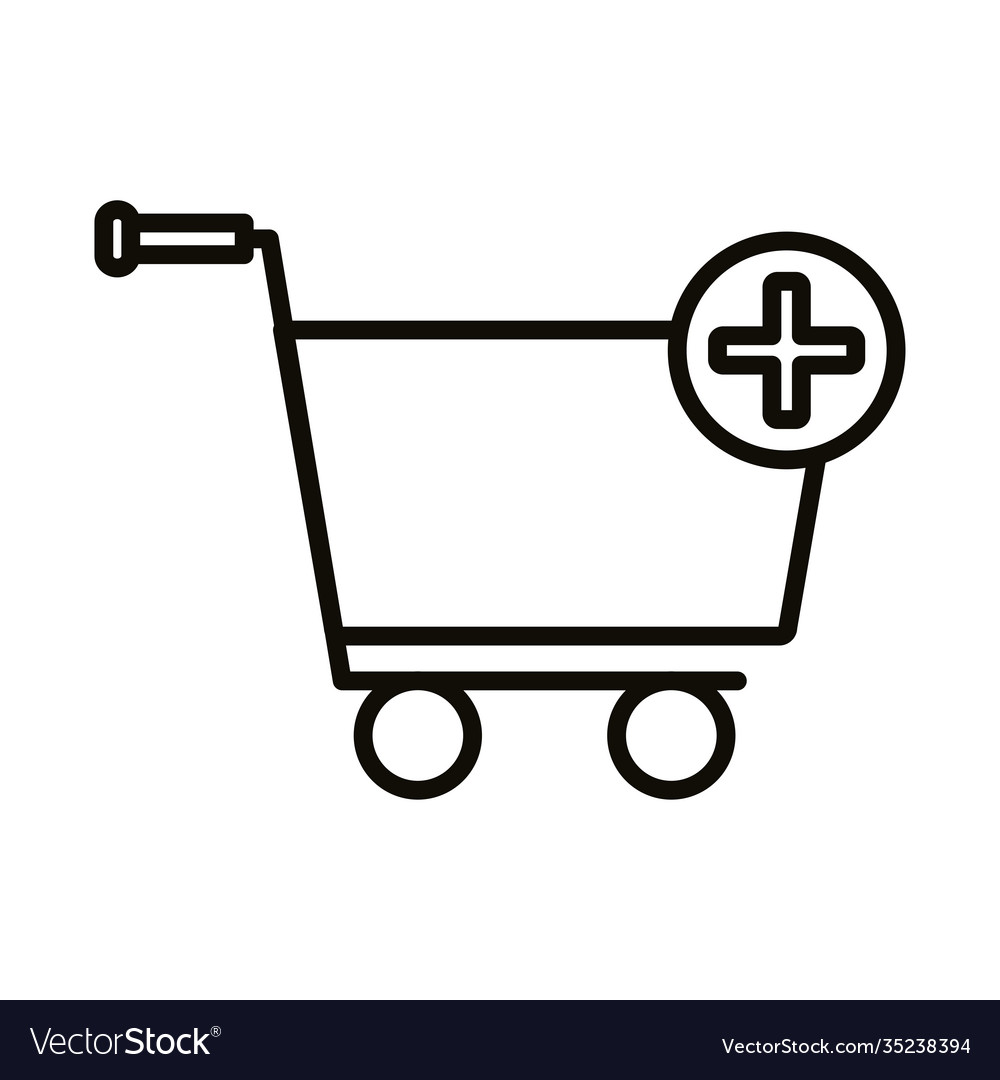 Shopping cart trolley with pluss symbol line style