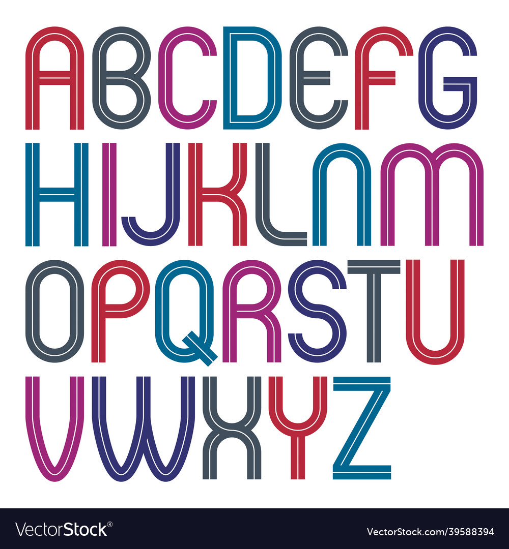 Upper case rounded alphabet letters made Vector Image