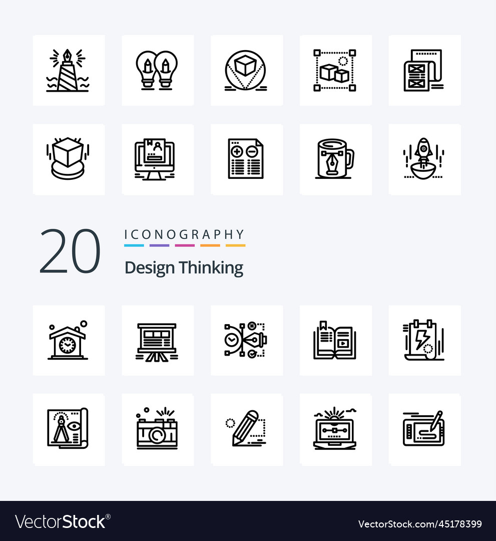 20 design thinking line icon pack like tutorial