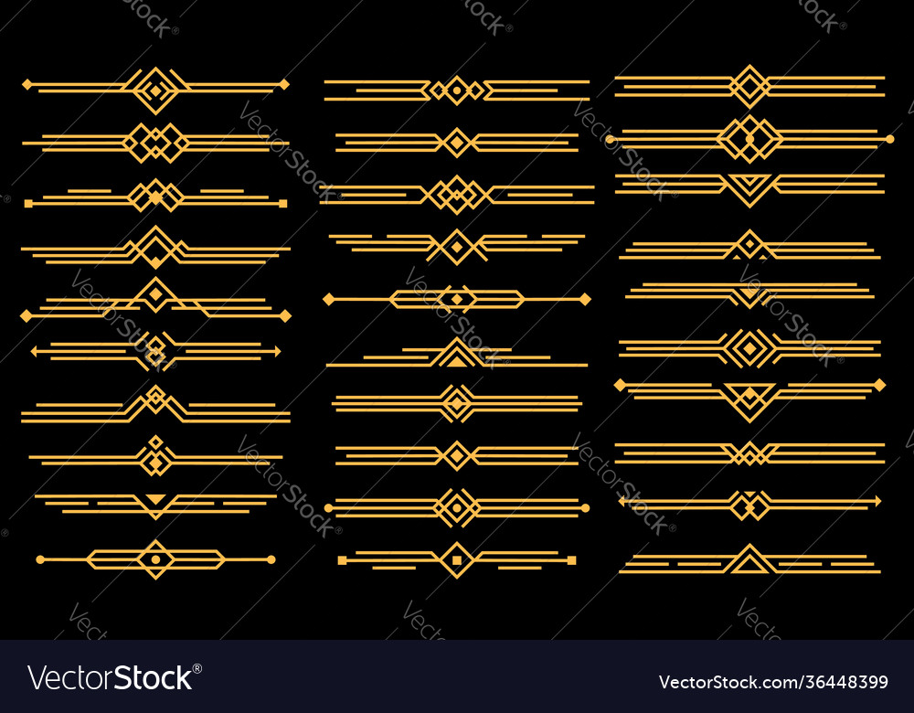 Art deco elements dividers or headers set vector image Art deco elements dividers or headers set