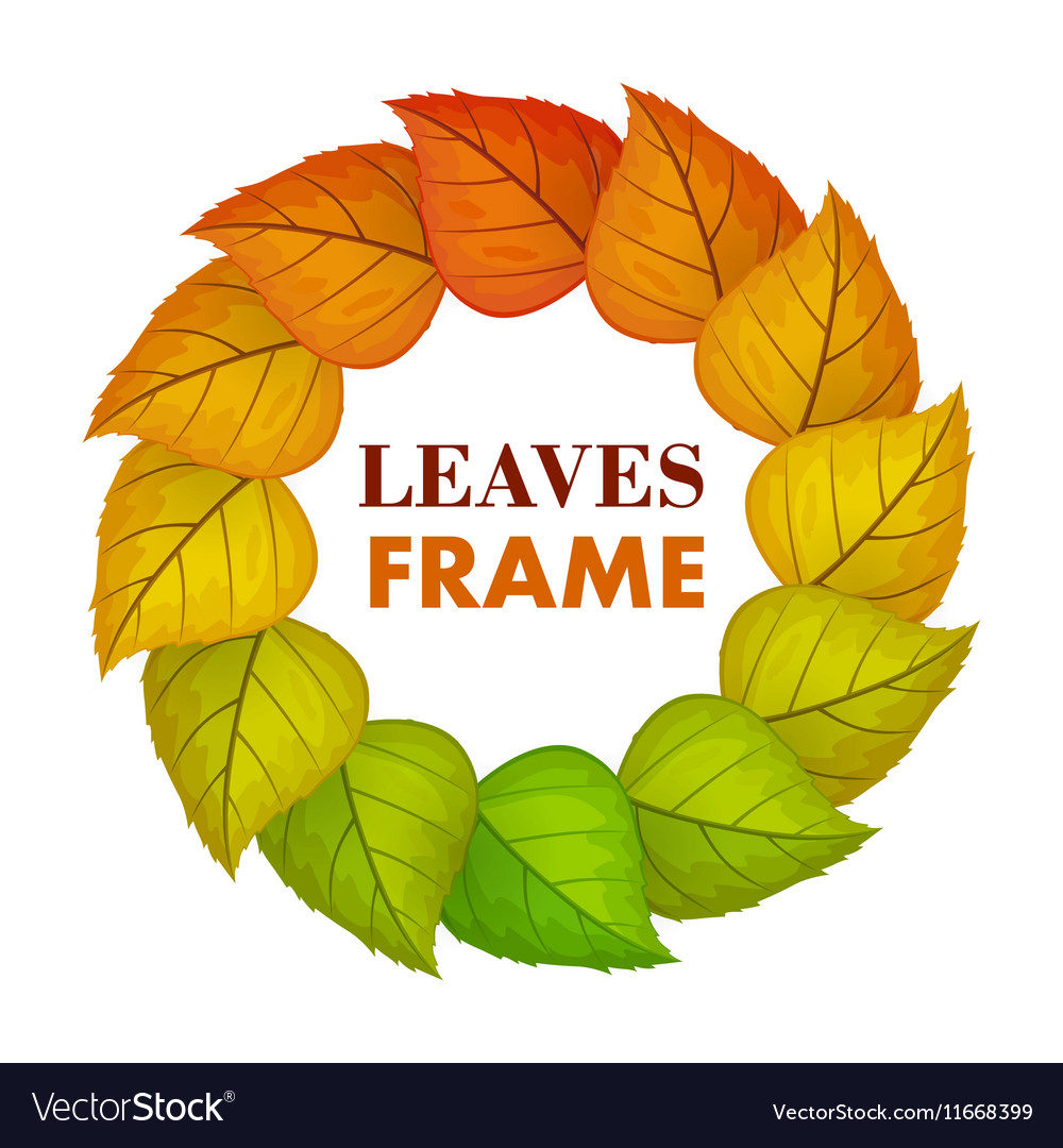 Autumn leaves frame in flat design