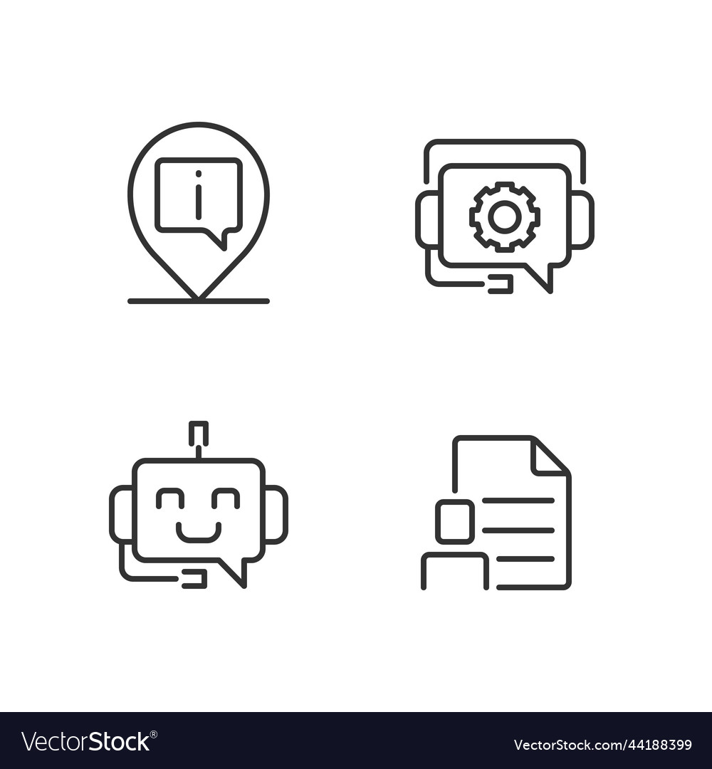 Chatbot info help pixel perfect linear icons set vector image Chatbot info help pixel perfect linear icons set