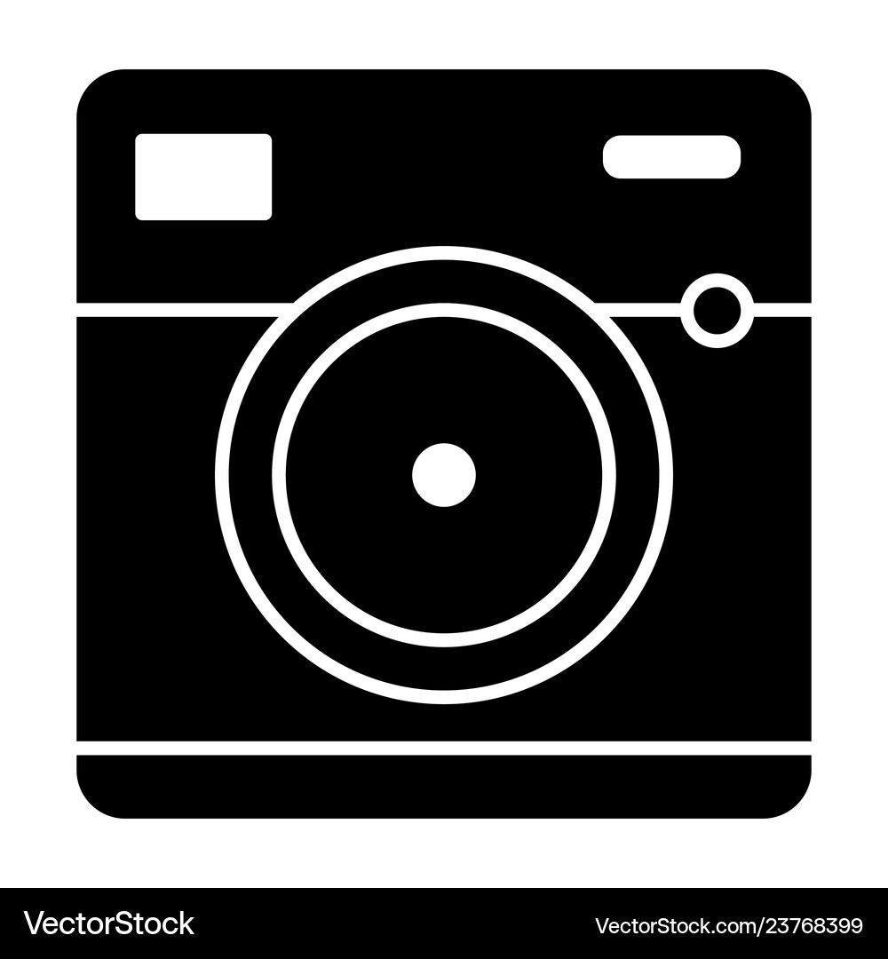 Front view of camera solid icon photo Royalty Free Vector