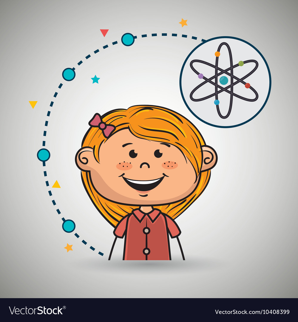 Girl cartoon atom icon