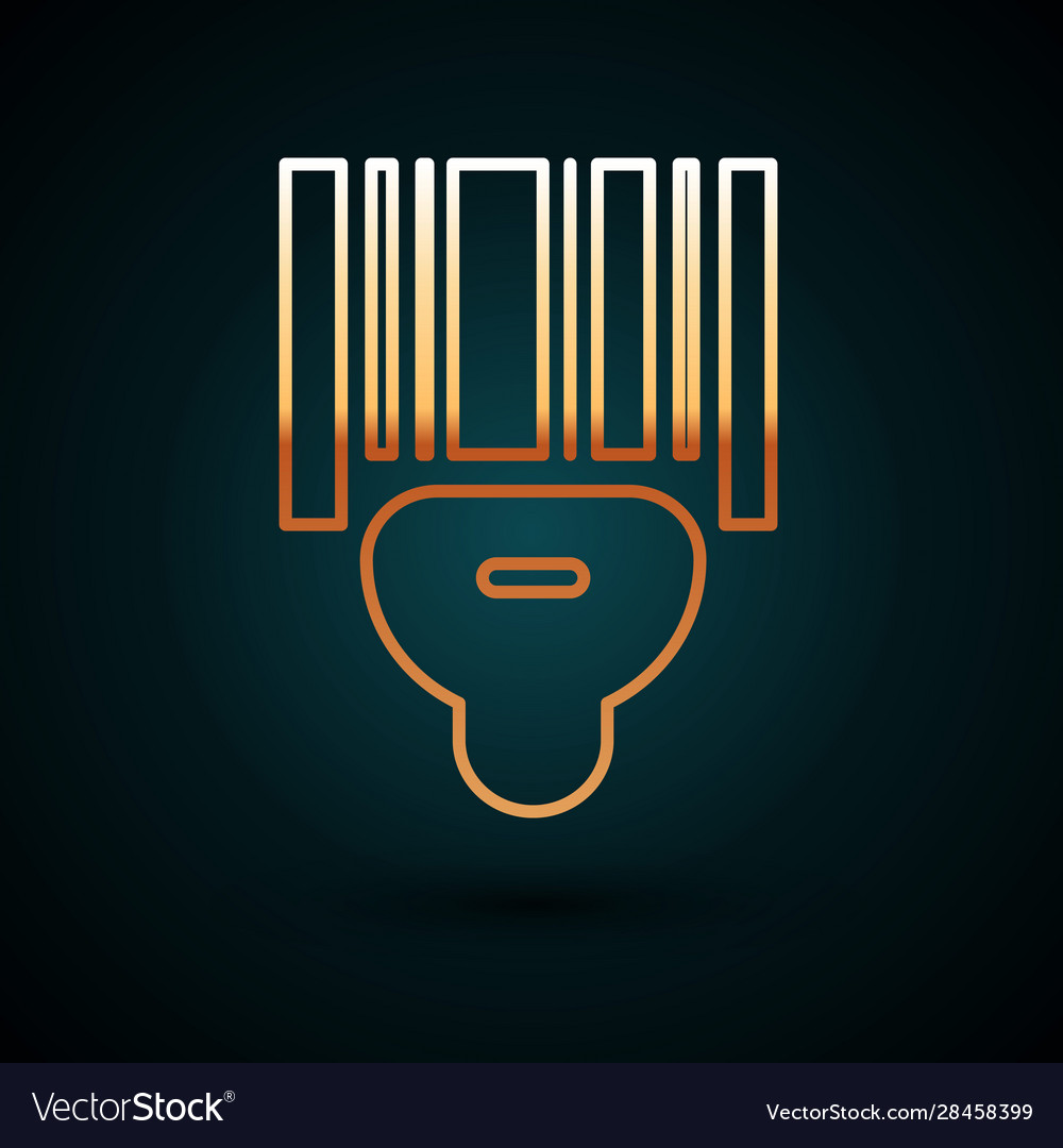 Gold line scanner scanning bar code icon isolated