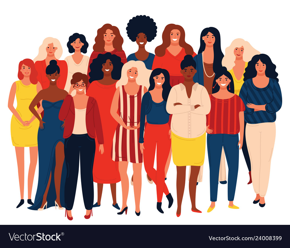 Group Portrait Of International Happy Women Vector Image