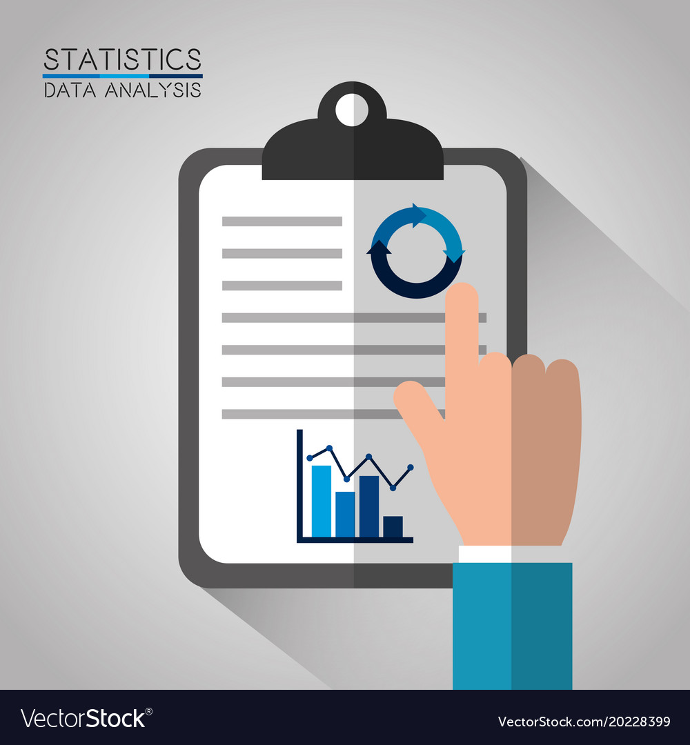 Hand mit Clipboard Diagramm Statistikdaten