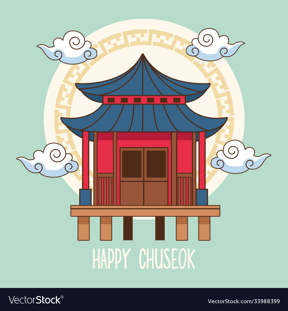 Happy chuseok celebration with chinese building