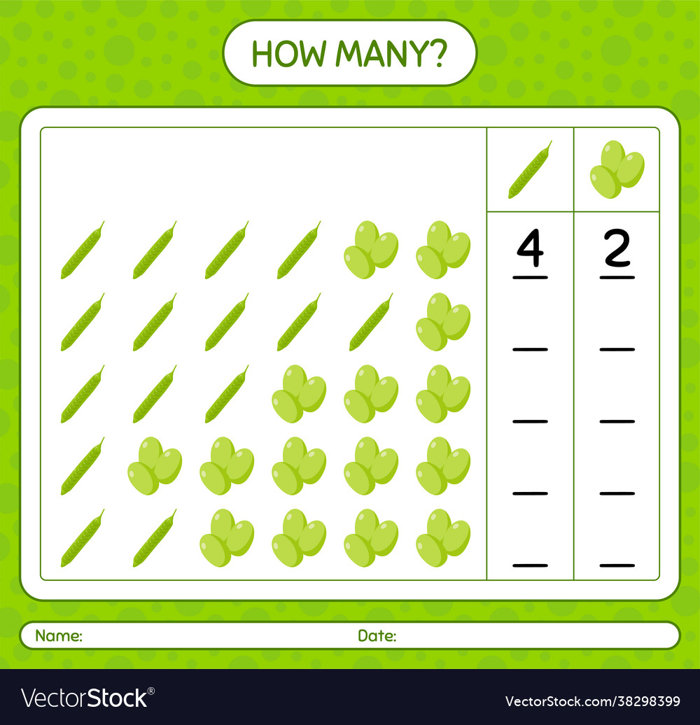 How many counting game with petai worksheet