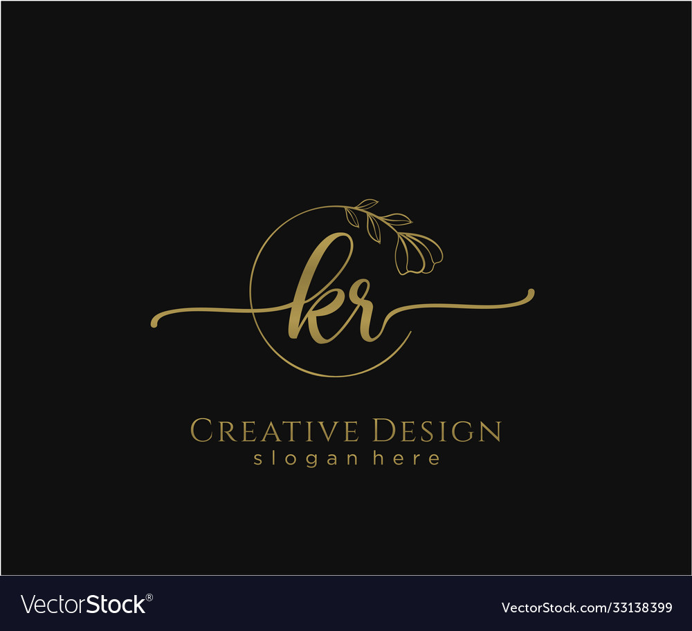 Initial kr beauty monogram and elegant logo design