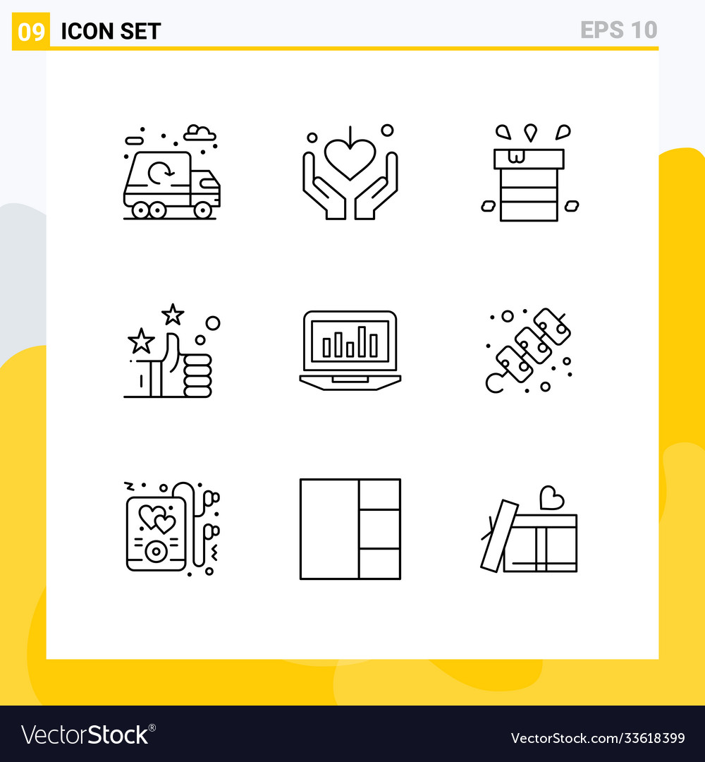 Pictograph set 9 simple outlines graph like