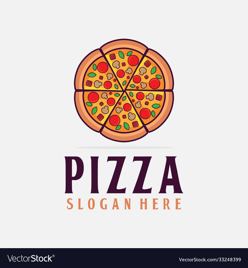 Pizza logo pizzeria fast food junk food delivery Vector Image