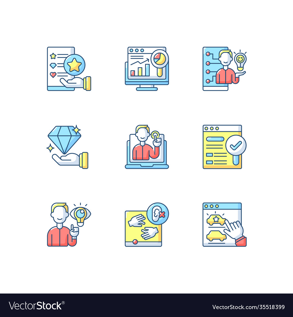 Responsive website design rgb color icons set
